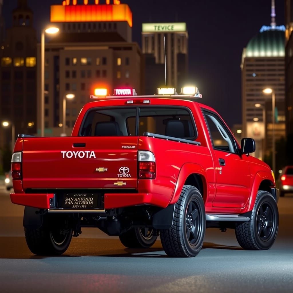 Fire Engine Red 4Runner Truck Cruises Downtown San Antonio a...