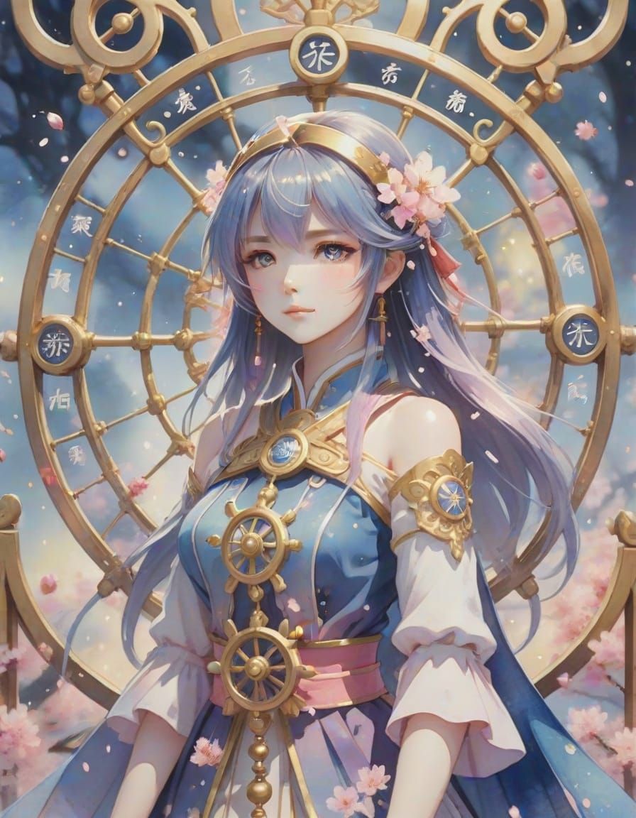 Watercolor Anime Tarot: The Wheel of Fortune