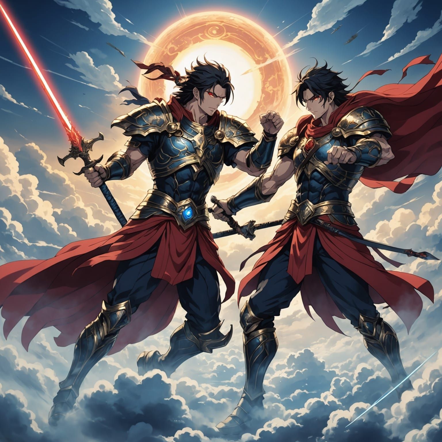 Epic Gods Clash in Lightning Storm: Anime Style