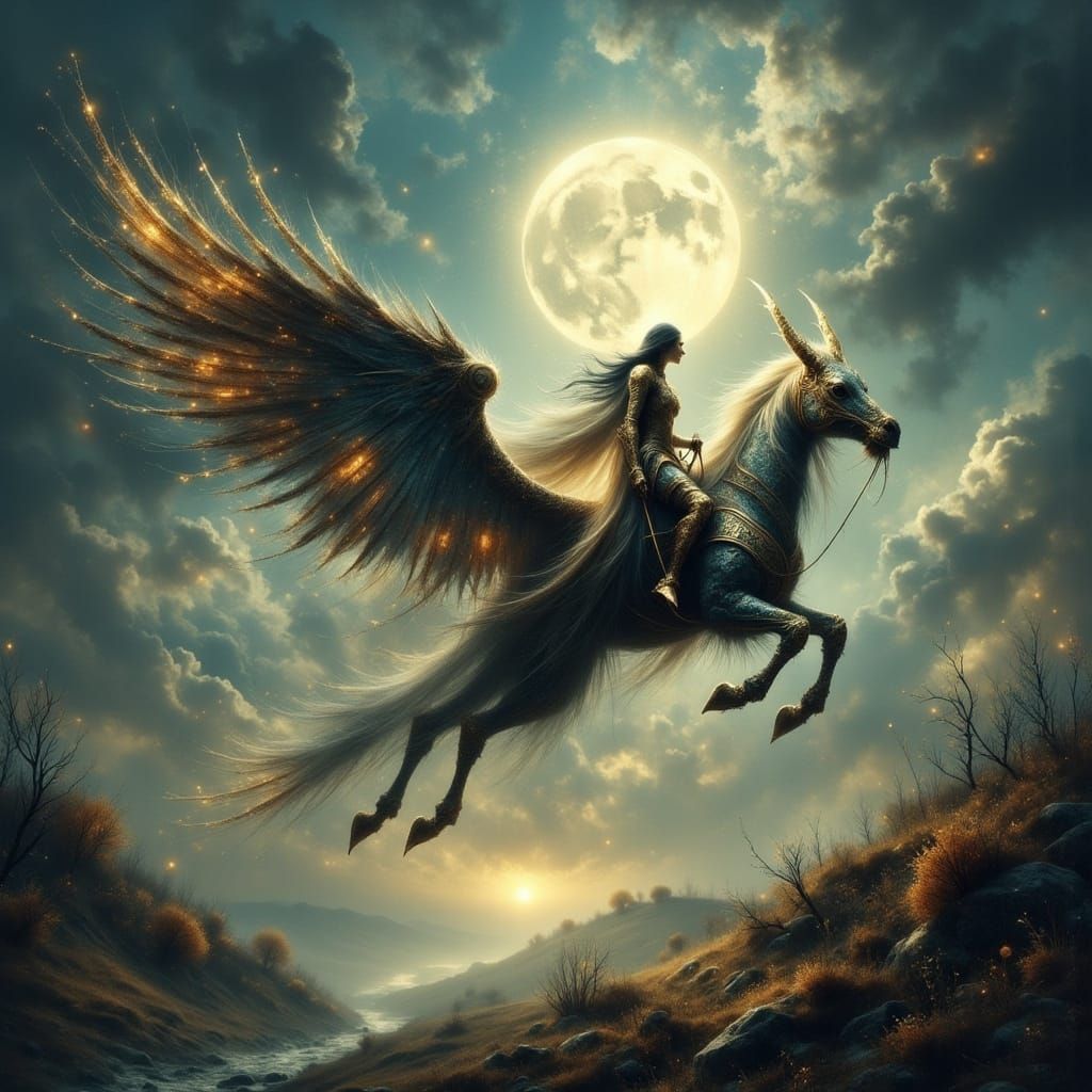 Valkyries Flight in Stormy Skies: Digital Matte Painting