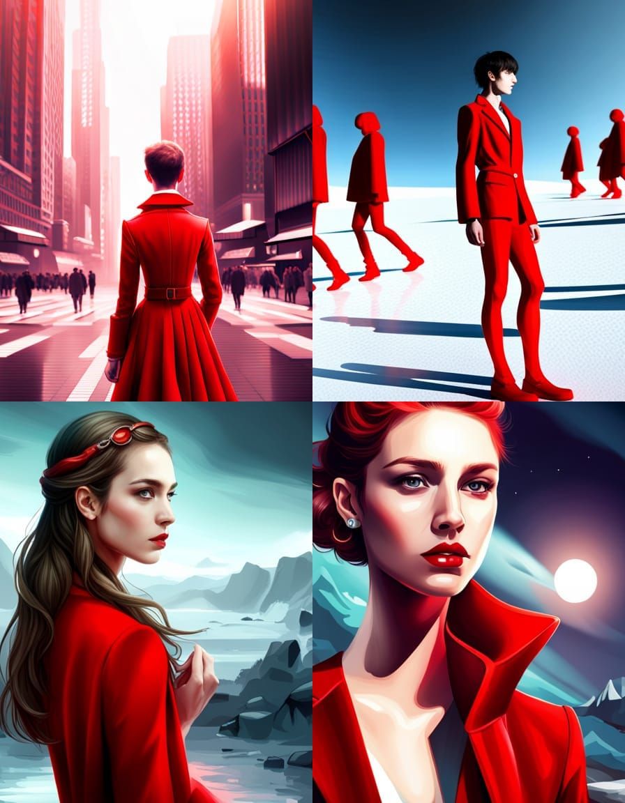 Young Person in Red: High-Resolution Concept Art
