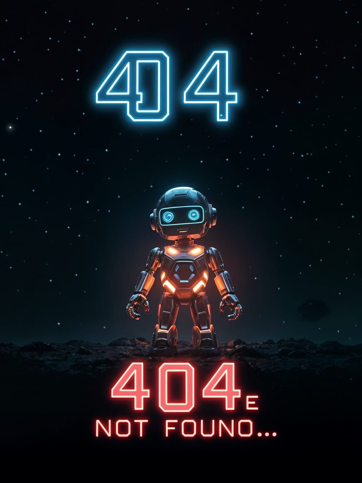 Glowing Robot in Cosmic Vortex