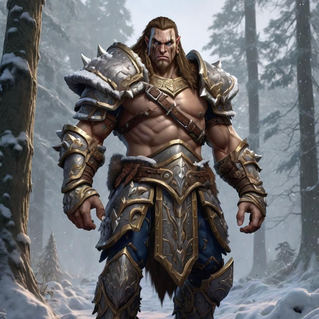 Goliath Warrior in Warcraft Style, Hyperrealistic