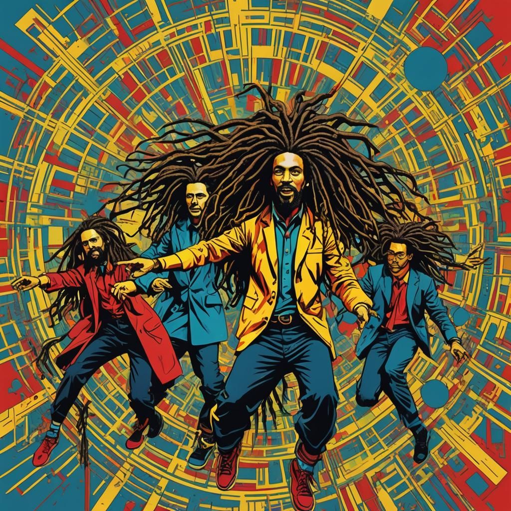 Dreadlock Dance Party in Pop Art Style