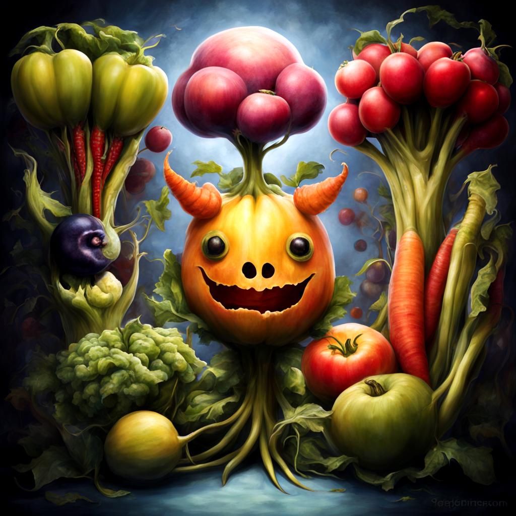 Surreal Singing Anthropomorphic Vegetables and Fruit