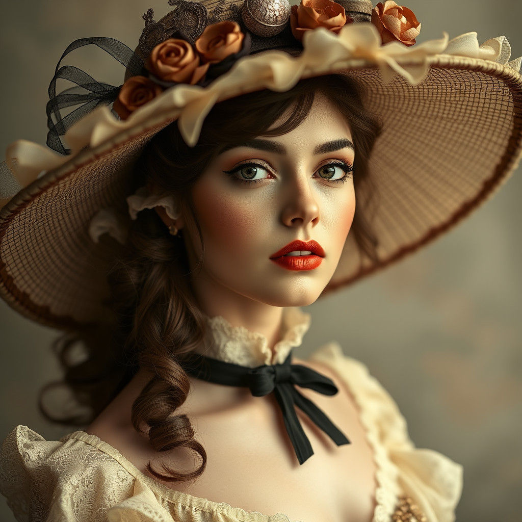 Victorian Lady with Wide Hat in Cell Shading