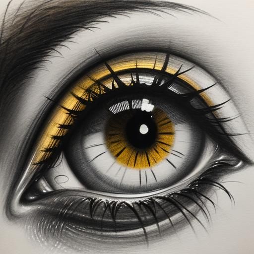 Hyperdetailed Charcoal Drawing in Brown, Yellow, and White