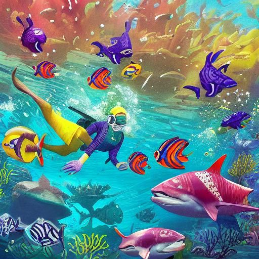 Underwater Dance Party with Merfolk and Sea Creatures