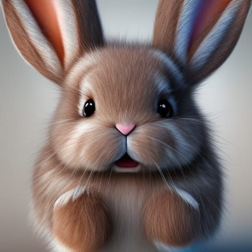 Adorable Hyper-Realistic Bunny in 3D Digital Art