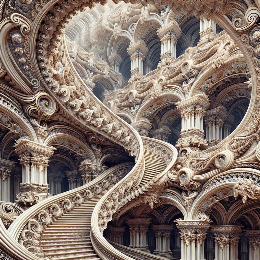 Baroque Fractal Staircase: Infinite Grandeur