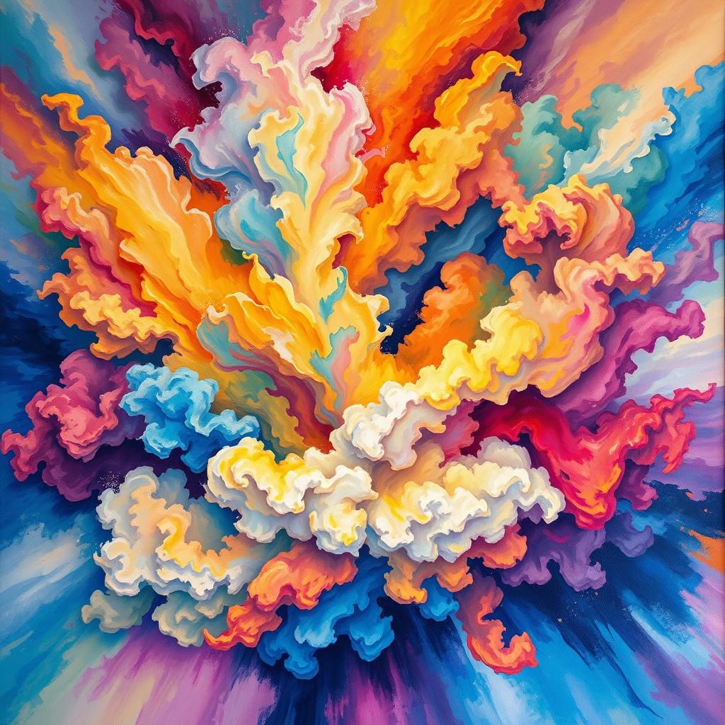 Psychedelic Rainbow Explosion in Impressionistic Style