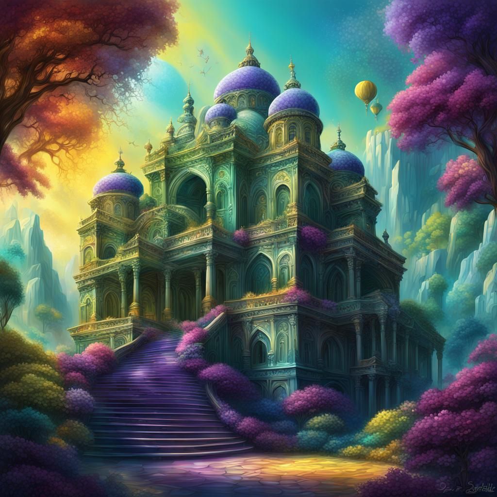 Colorful Building in Detailed Matte Painting Style