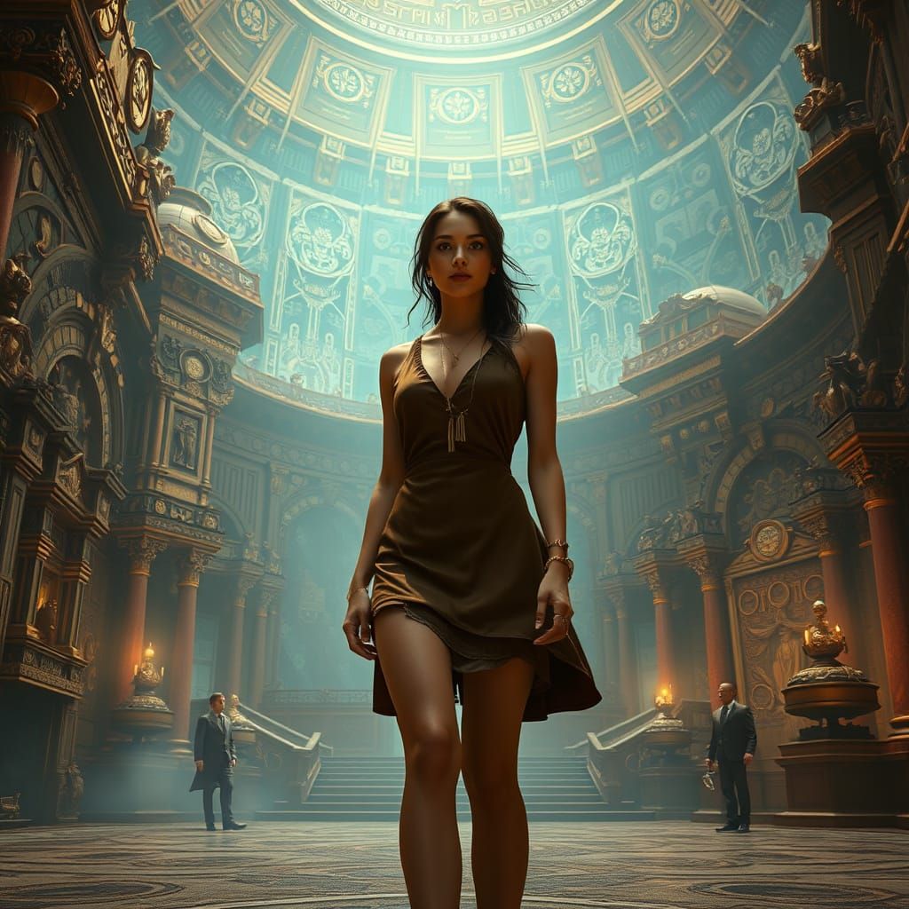 Woman in Brown Dress: Epic Cinematic Digital Painting