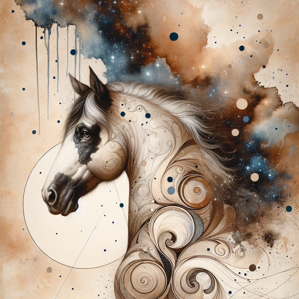 Ethereal Appaloosa Horse in Cosmic Holographic Style