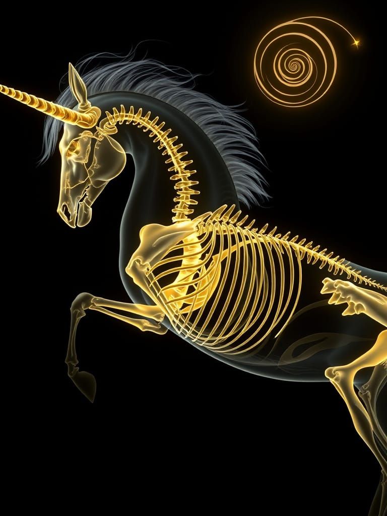 Majestic Unicorn X-ray in Medical Illustrator Style