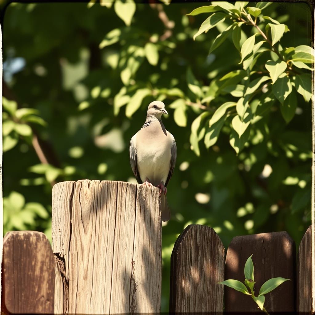 Mourning Dove Lost in Time on Weathered Fence