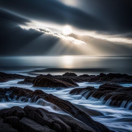 Ocean Sunrise with Crepuscular Rays