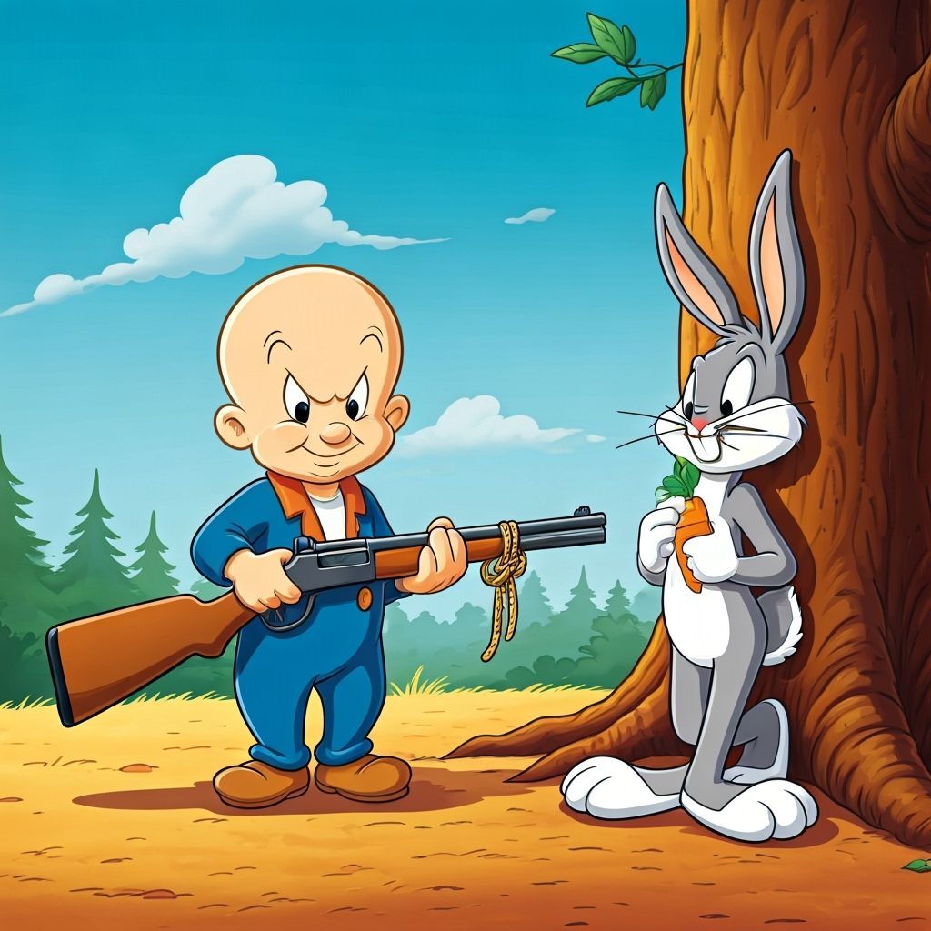 Elmer Fudd's Knotted Rifle with Bugs Bunny