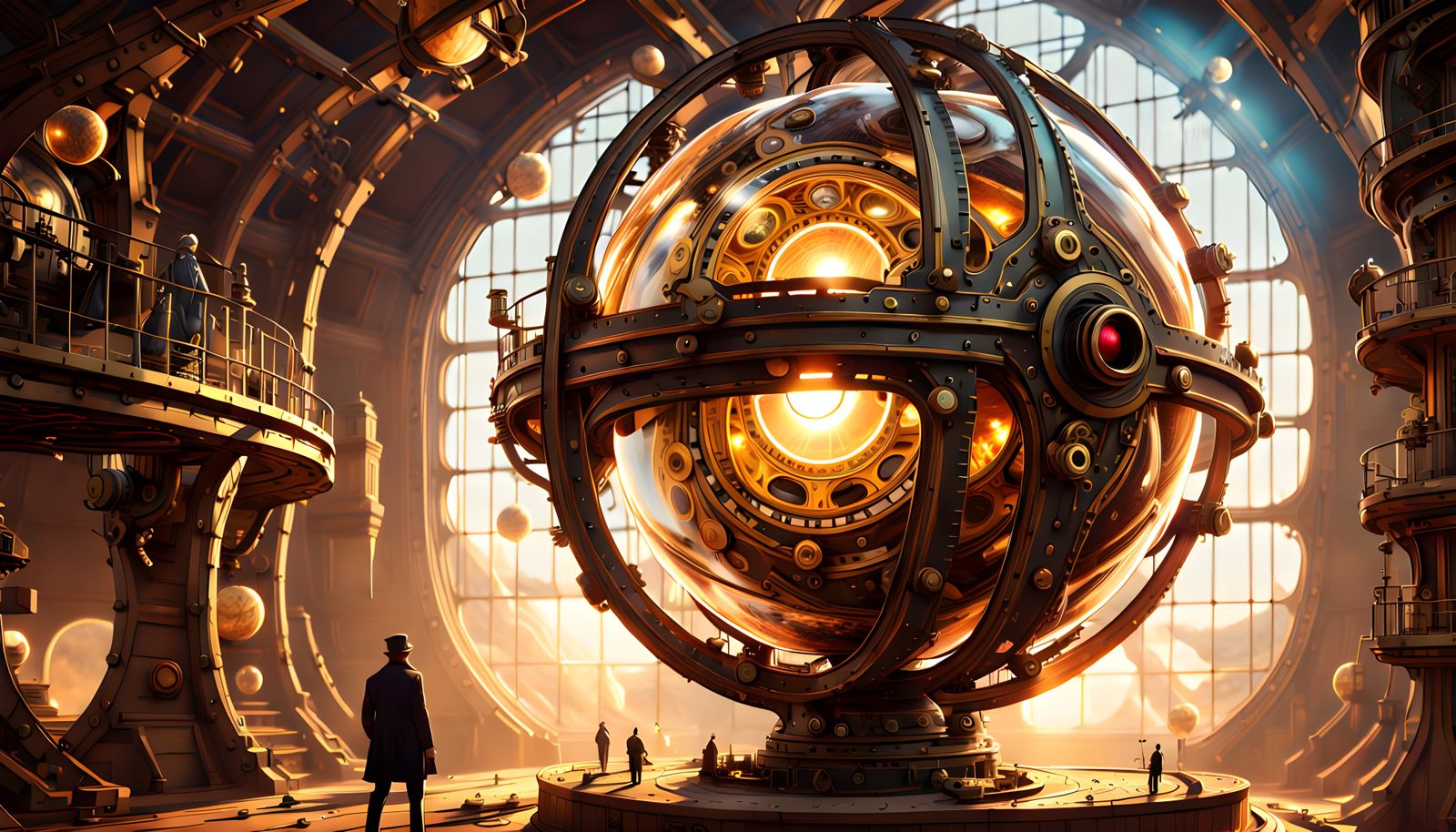 Steampunk Smartwatch in Gorge with Galactic Exploration