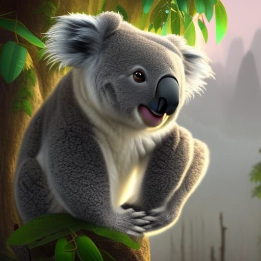 Cuddly Koala Bear Fantasy Concept Art