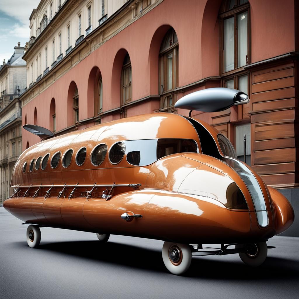 Retro-Futuristic Car in Jules Verne Style