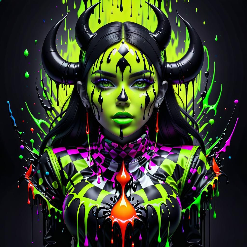 Psychedelic Drip Art in Neon Colors