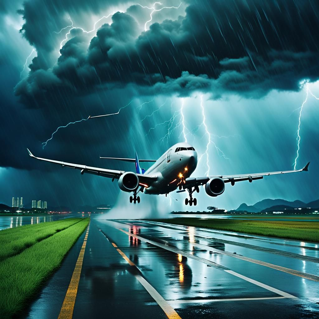 Taiwan Typhoon: Airplane Landing in Torrential Rain
