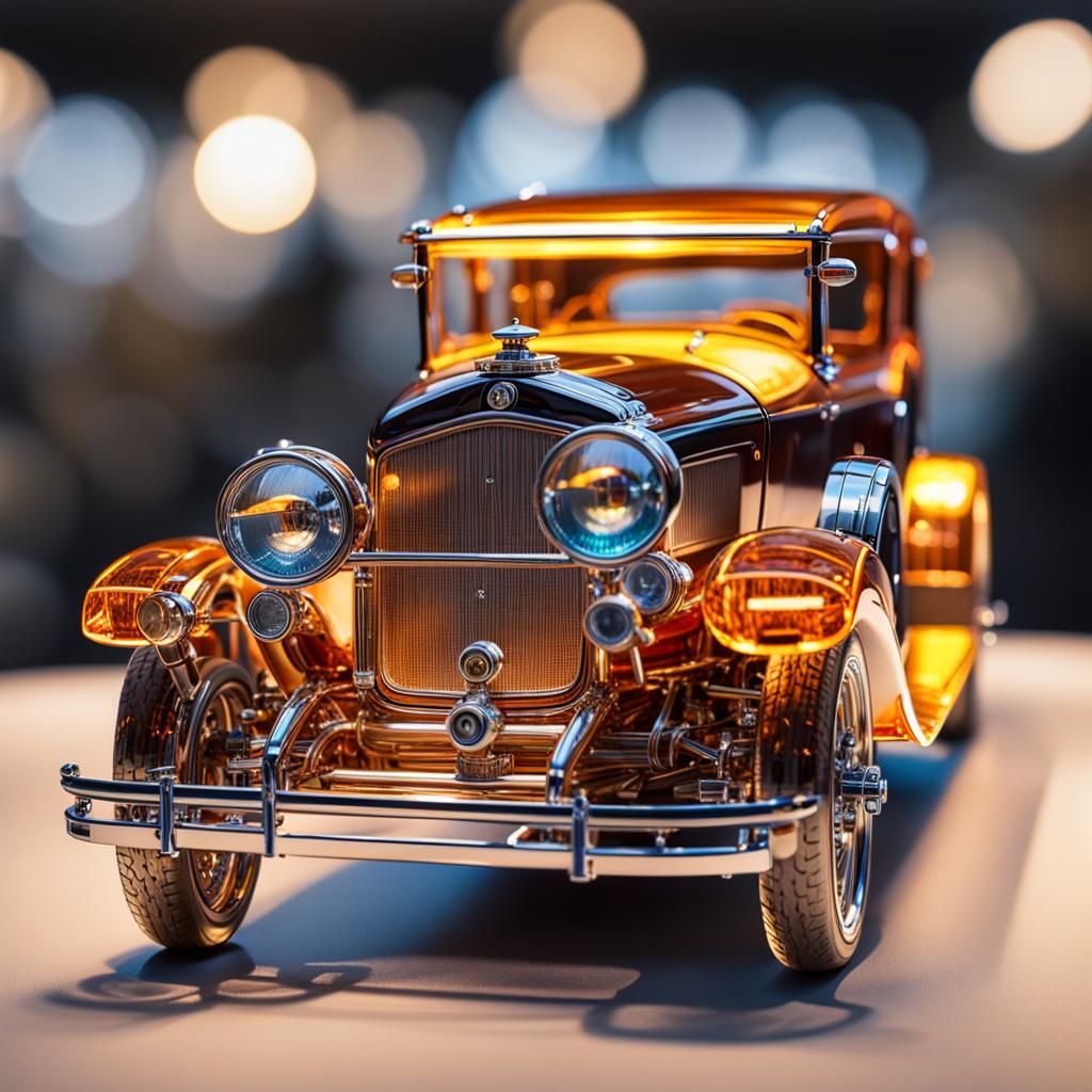 Translucent Crystal Car Model in Sci-Fi Style
