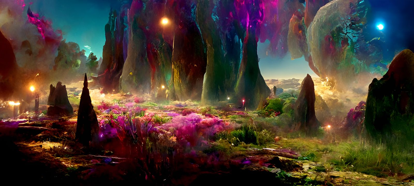 Magical Fantasy Landscape as Digital Illustration