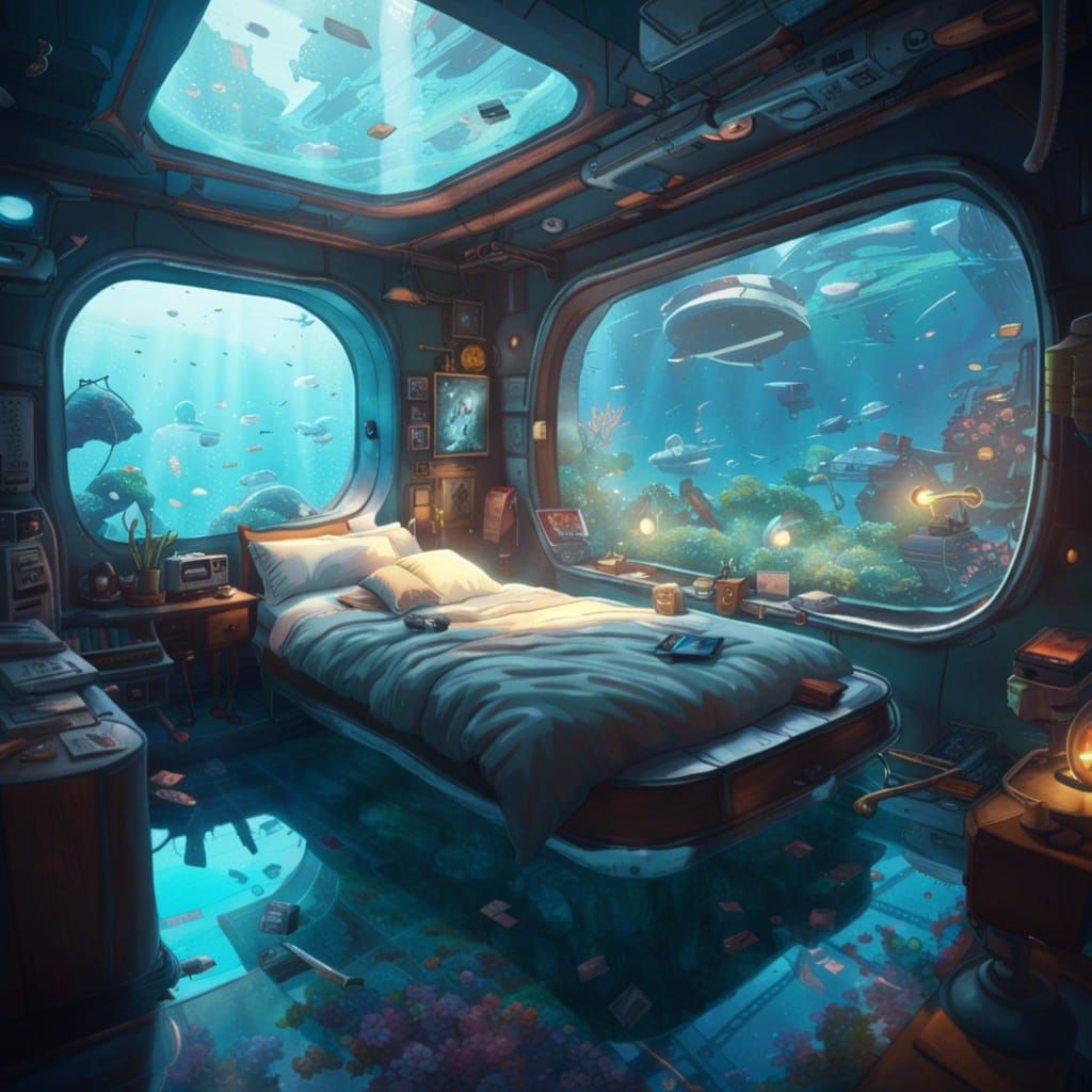 capsule bedroom, underwater