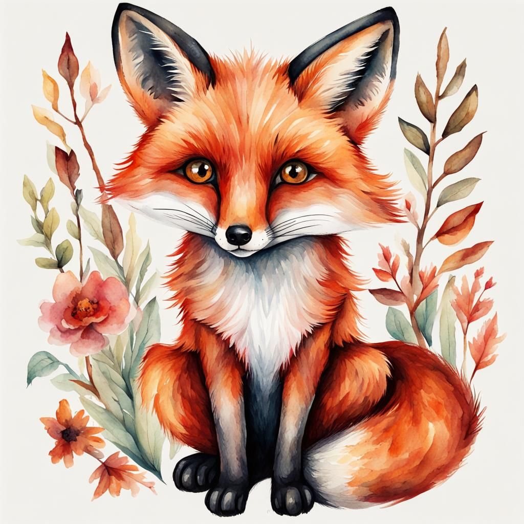 Whimsical Red Fox :: Quirky Folk Style :: Woodland Creature ...