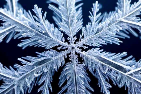 Detailed Macro Photograph of a Snowflake