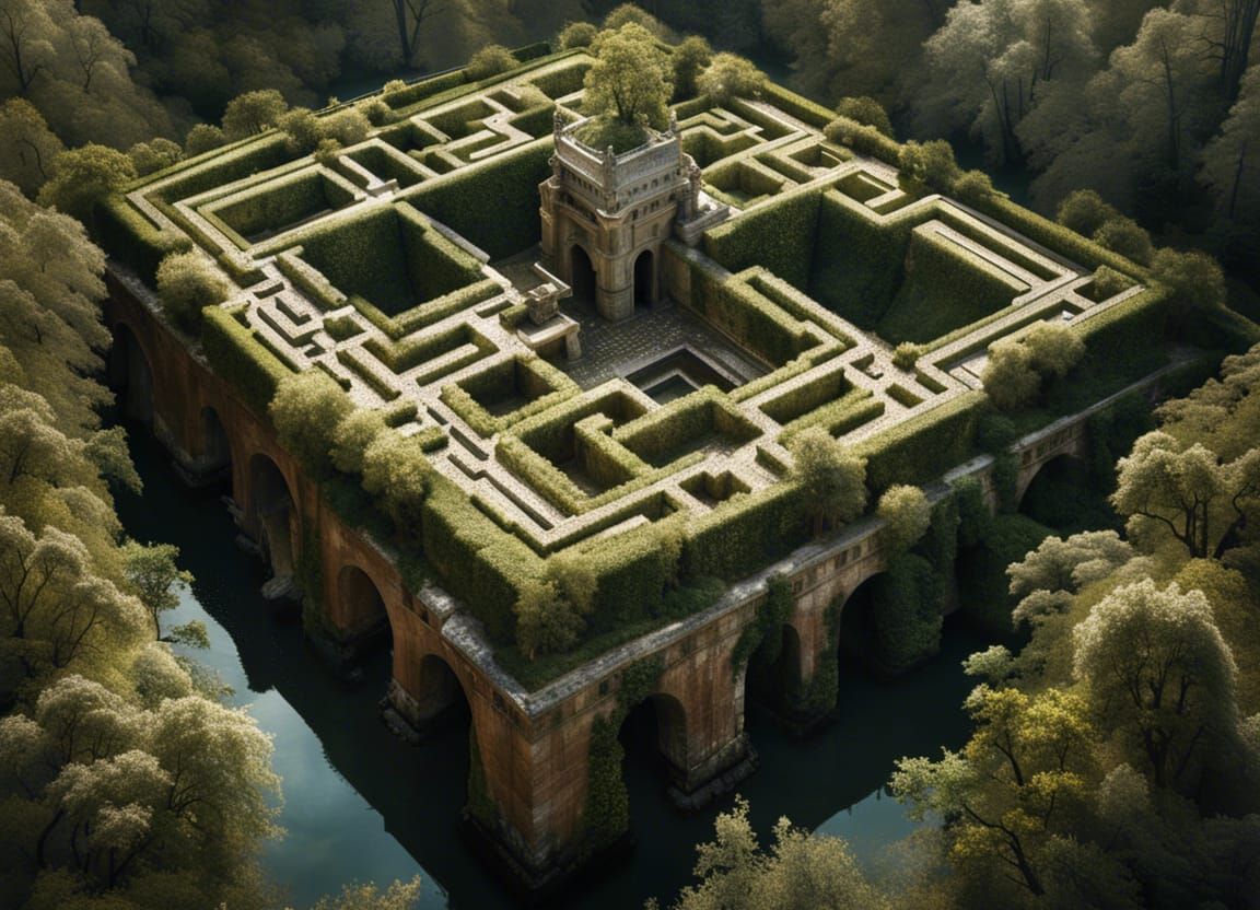 Detailed Sandstone Maze with Gemstones in Hyperrealism