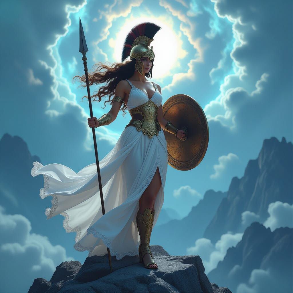 Athena Goddess in Astral Cosmic Scene