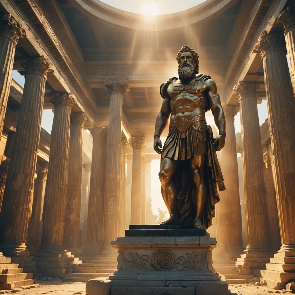 Statue of Zeus at Olympia in Golden Sunlight