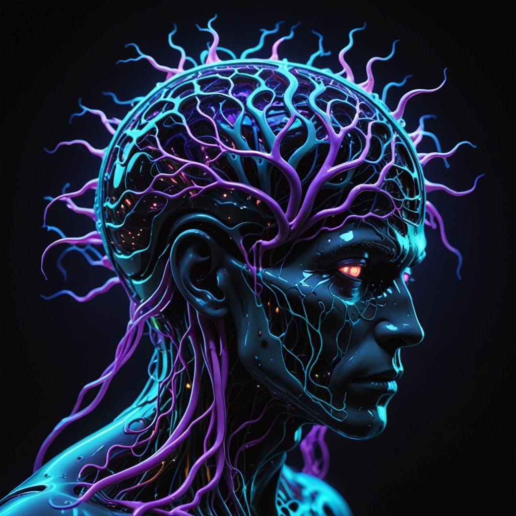 Bioluminescent Slime Feeds on Brain Activity in Digital Art