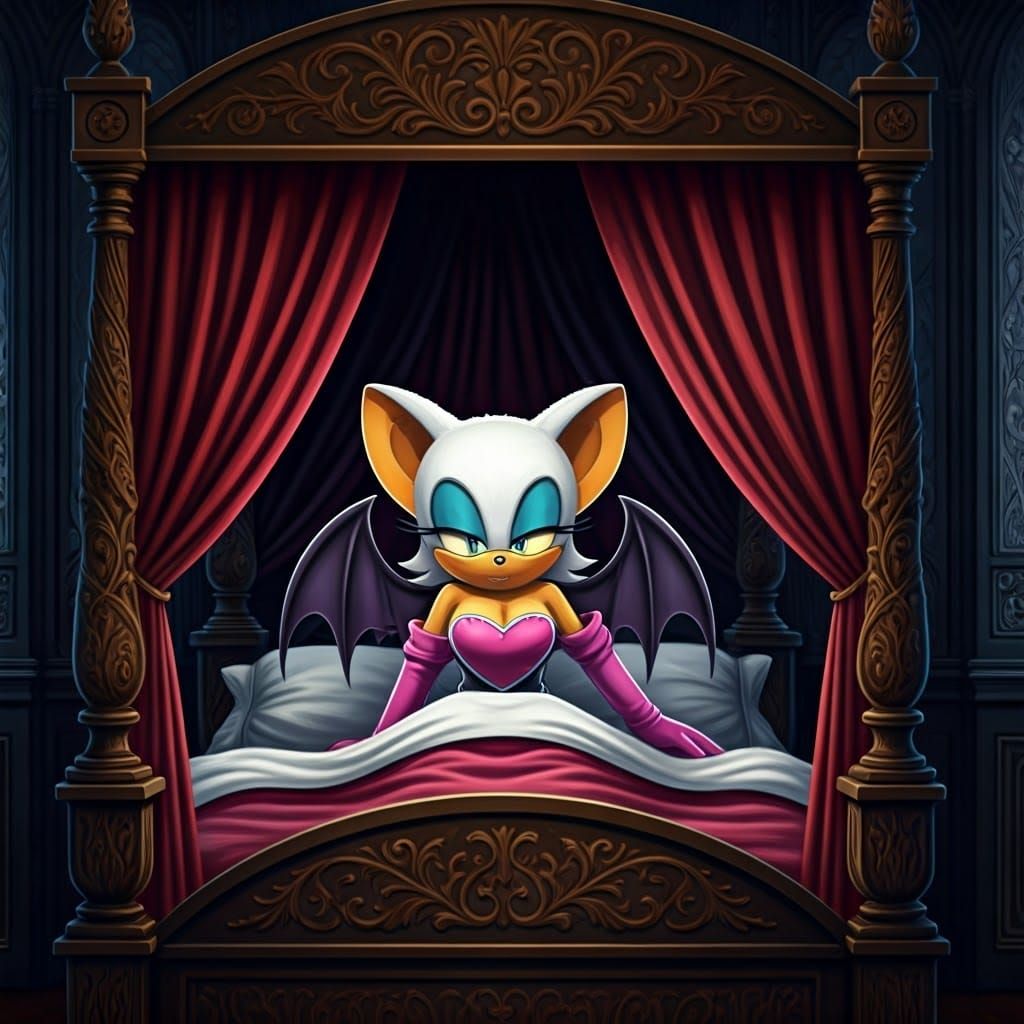 Gothic Gothic Style Portrait of Rouge the Bat Rising from a ...