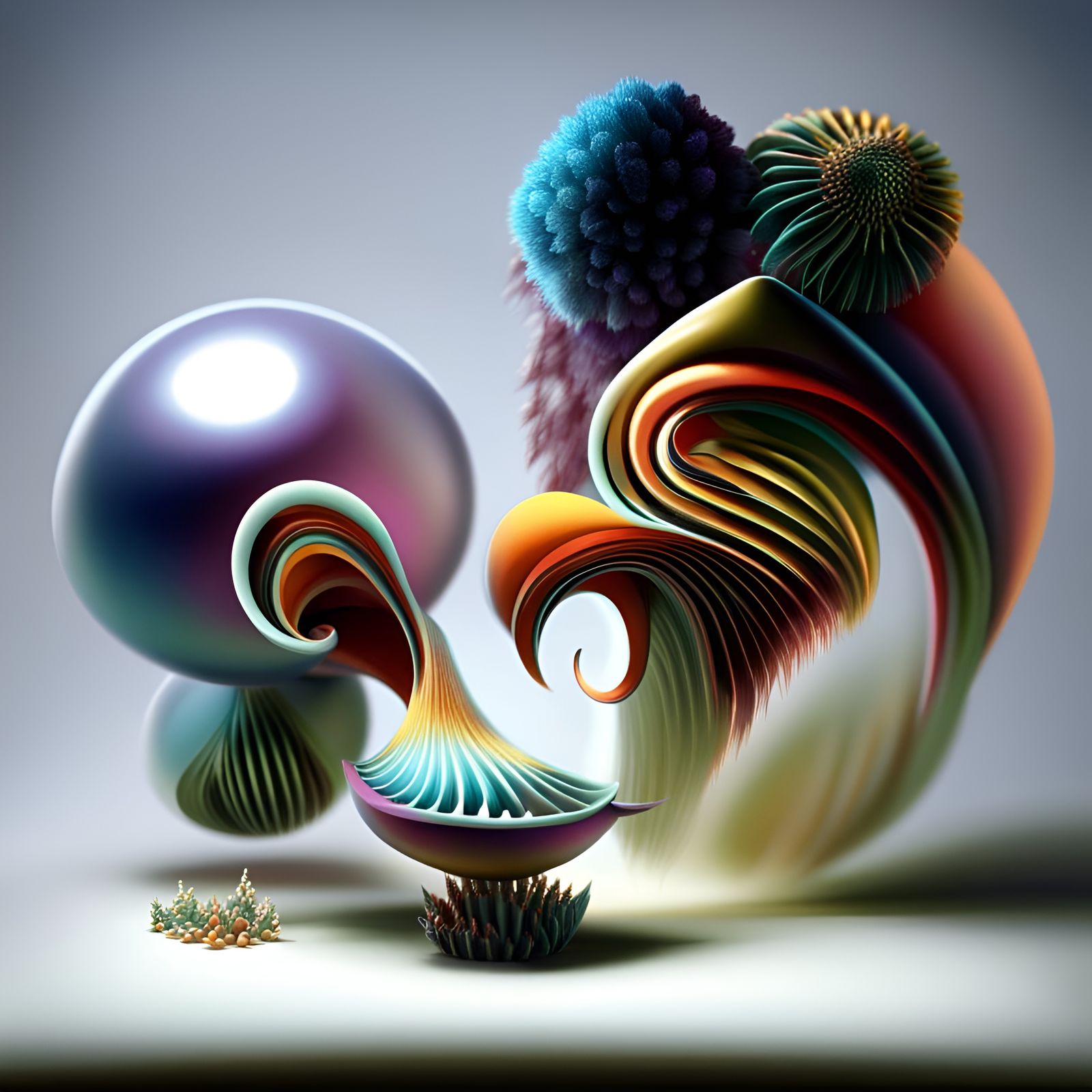 Futuristic Cityscape with Bizarre Creatures: Digital Art