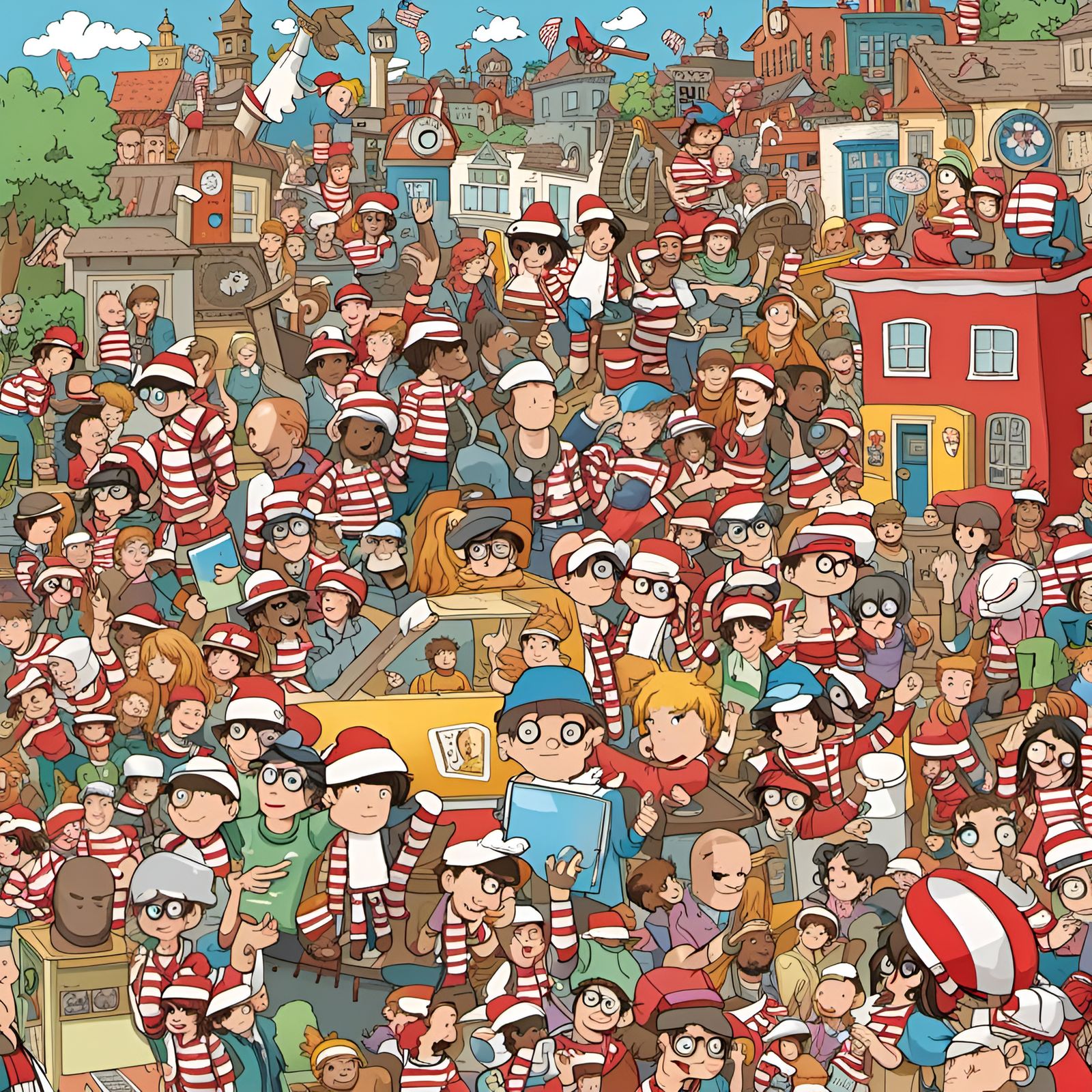 Adorable 2D Where's Waldo Style Illustration