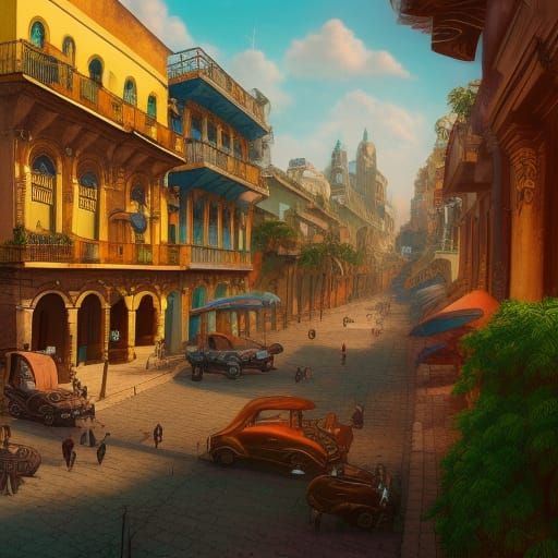 Fantastical Habana in Deep Color: Detailed Matte Painting