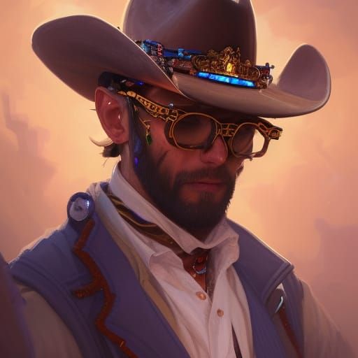 High Fantasy Lich Cowboy Portrait in Artstation Style
