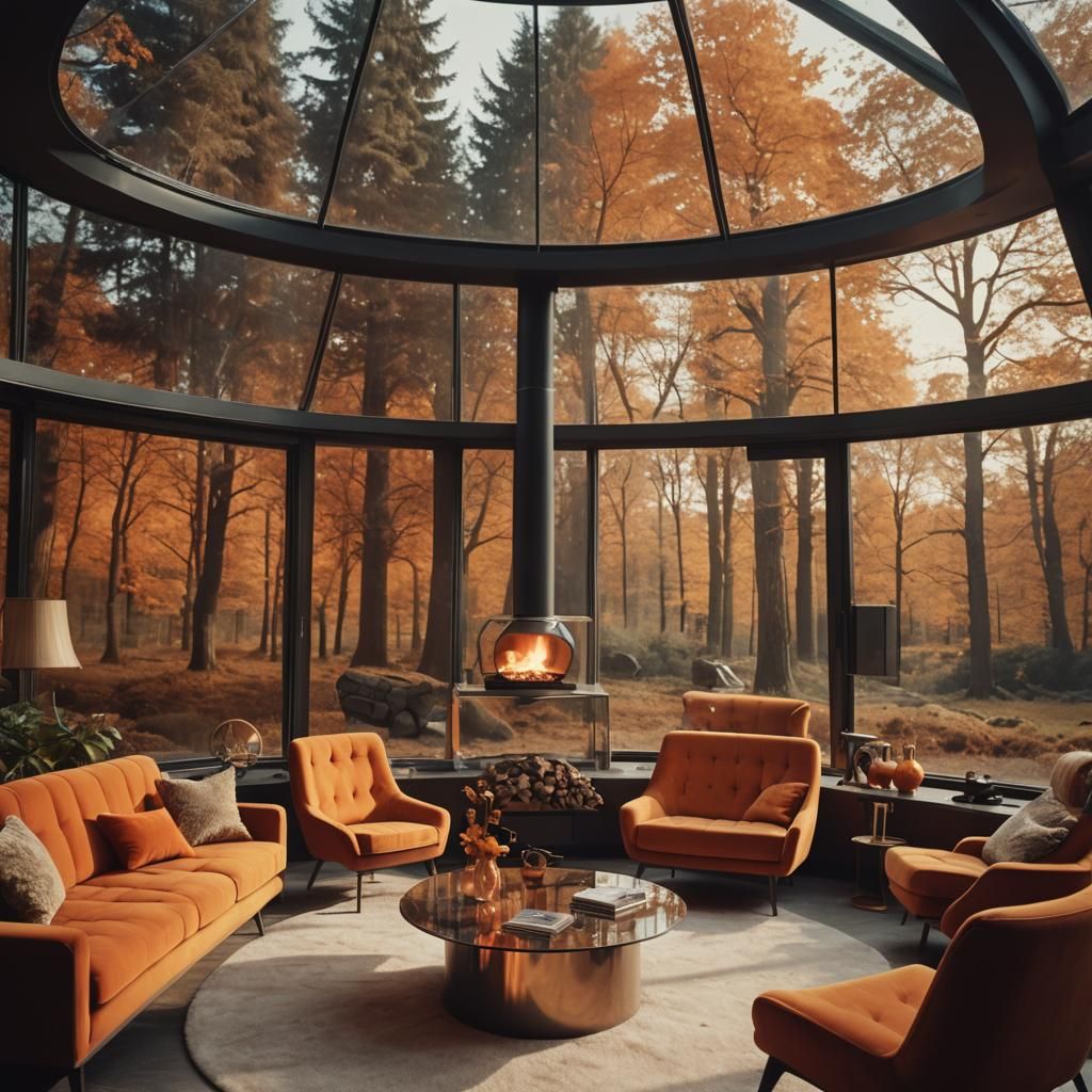 1970s Space-Age Interior with Velour Sofa