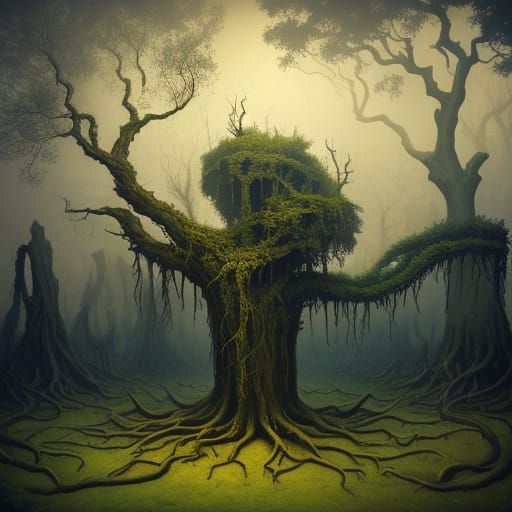 Eerie Surrealist Garden in Salvador Dali Style