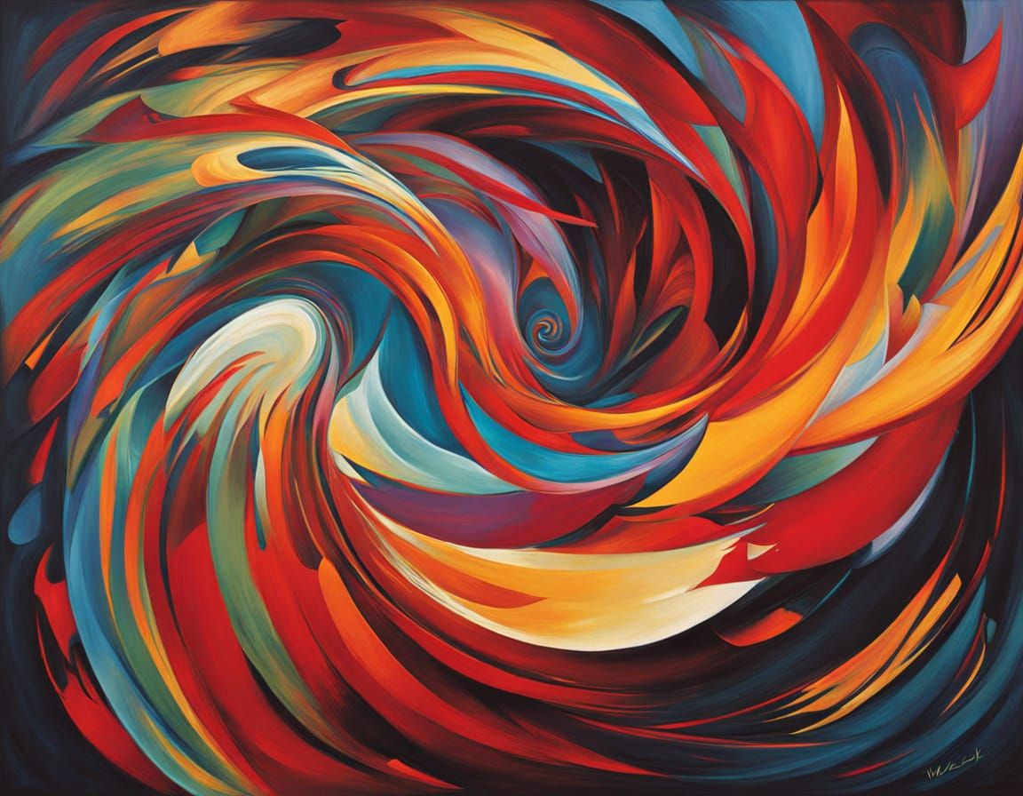 Redhead Fox Spirit as Spiraling Energy in Snowy Forest