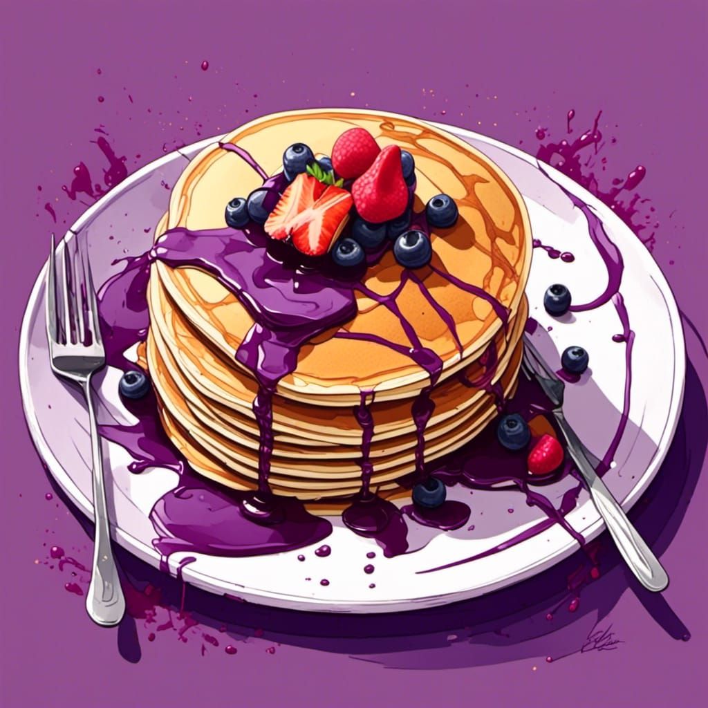 Stack of Pancakes in Bold Contrast Style