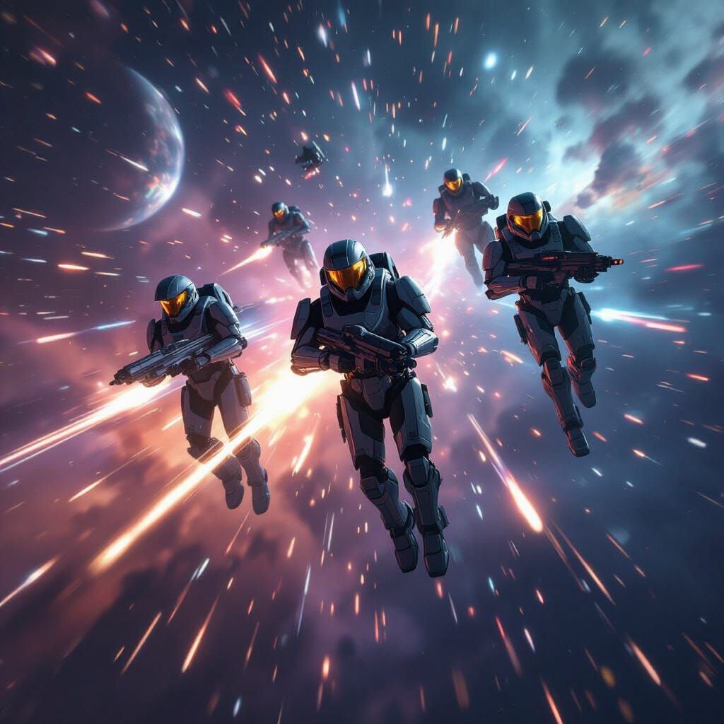 Spartans Freefalling Through Cosmic Nebula