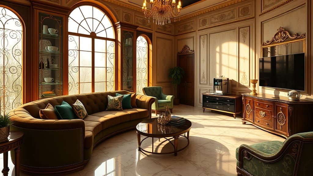 Luxurious Home Coffee Lounge in Art Nouveau Style