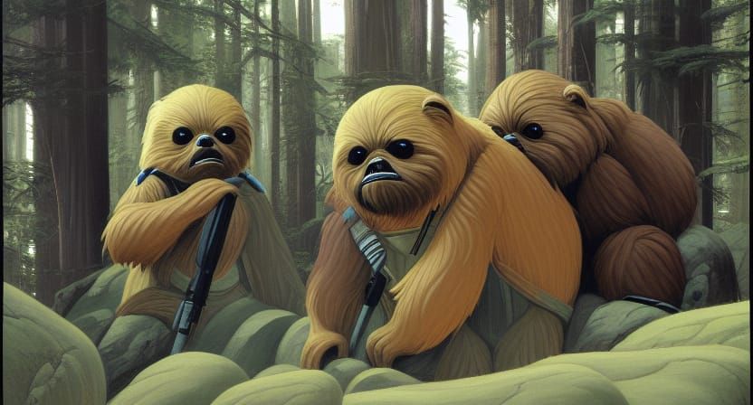 Ewoks of Endor in Matte Painting Style
