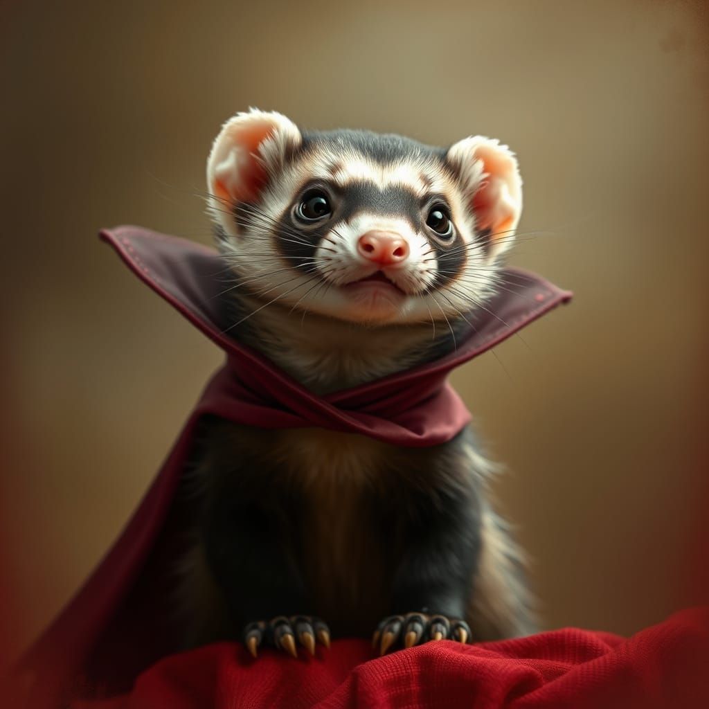 Ferret Vampire Swishes Cape Across Its Face in Dark Fantasy ...
