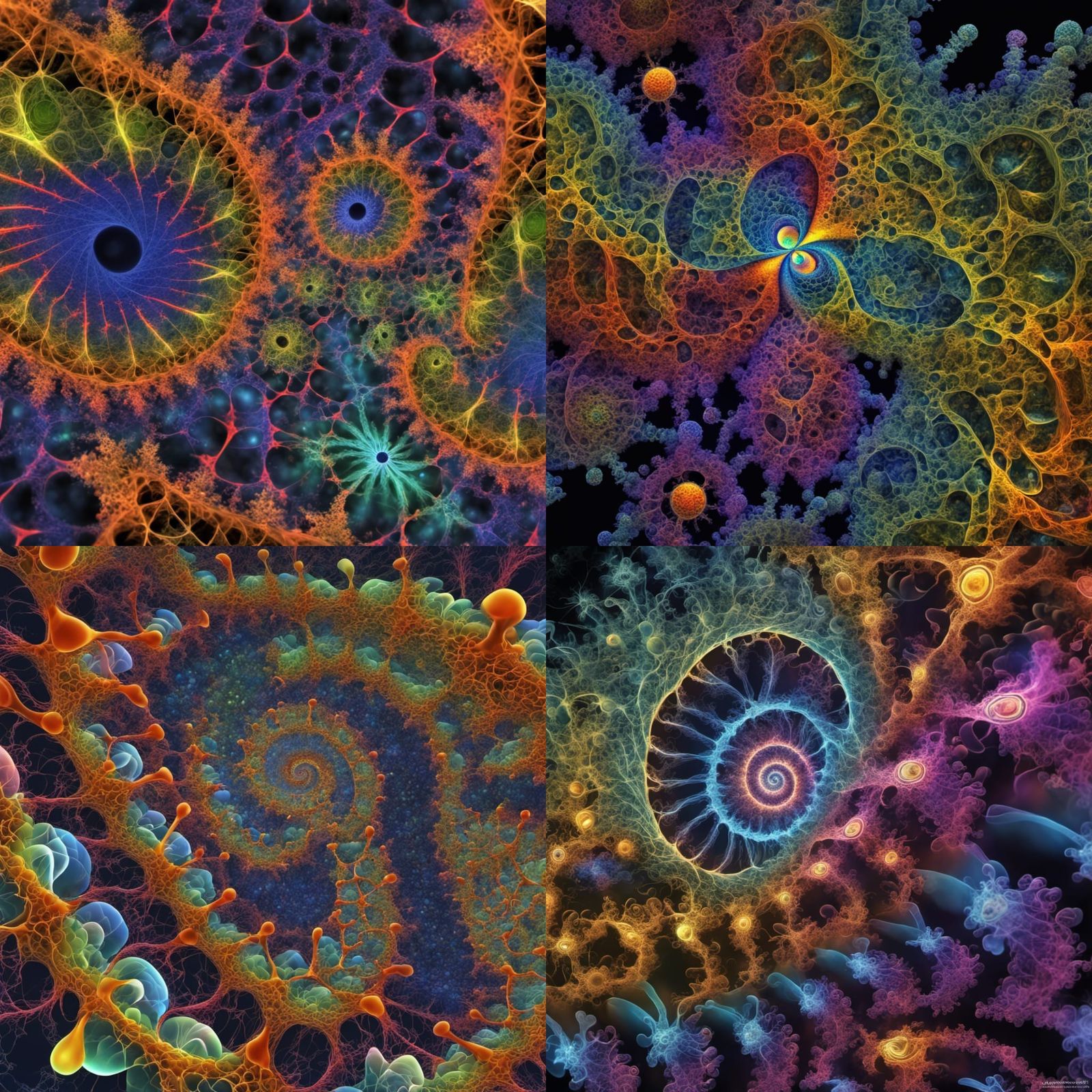 Surreal Microscopic Life Forms in Rainbow Light